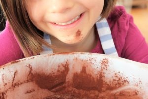 Cocoa powder messy face 