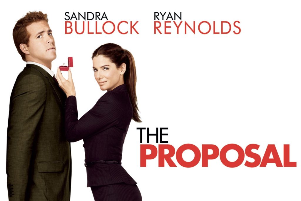 Affiche film The Proposal, une femme demande un homme en mariage. Feel Good movie à voir.