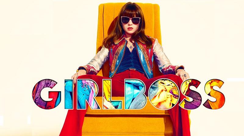 Affiche Girl Boss, une femme assise sur fauteuil orange